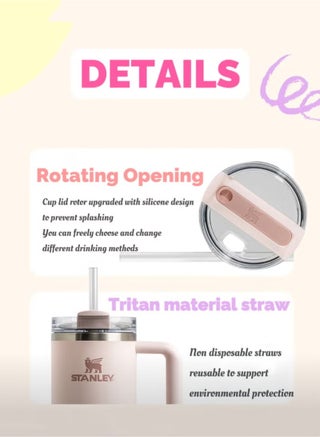 Quencher H2.0 FlowState Stainless Steel Vacuum Insulated Tumbler with Lid and Straw for Water, Iced Tea or Coffee, Smoothie and More, 40 oz Rose Quartz - view 2